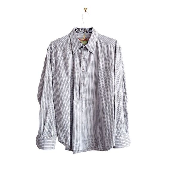 Robert Graham Mens Button Down Shirt Long Sleeve Stripes Light Blue Size XL - Picture 1 of 10